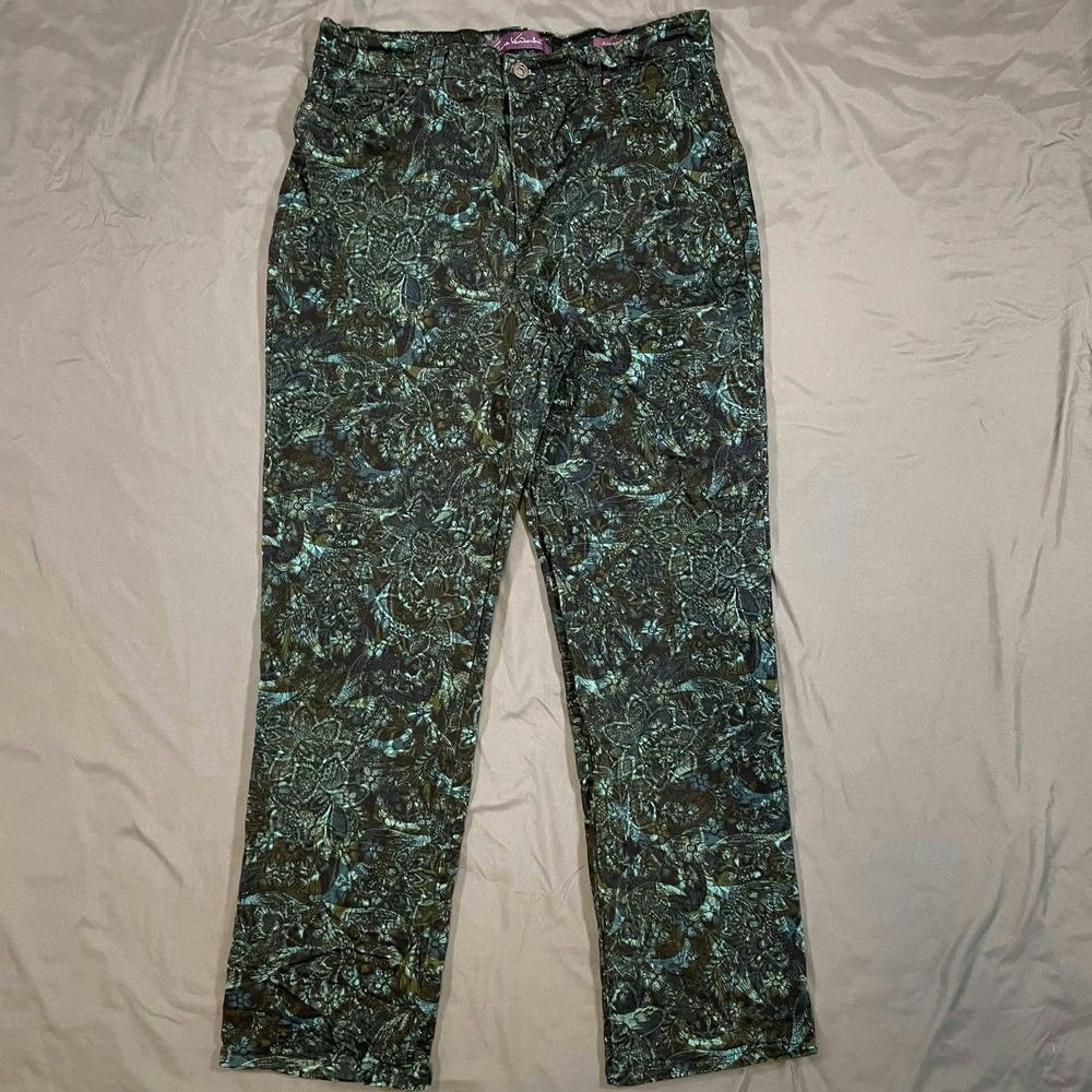 Lot of 3 Gloria Vanderbilt Amanda Jeans Size 16 Khaki Tan, Light Sage, Floral - Picture 5 of 10